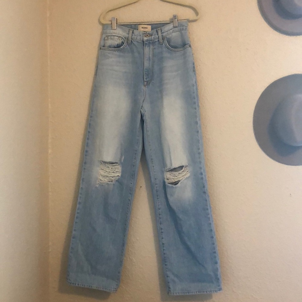 Wide Leg 70’s style Baldwin ripped jeans.